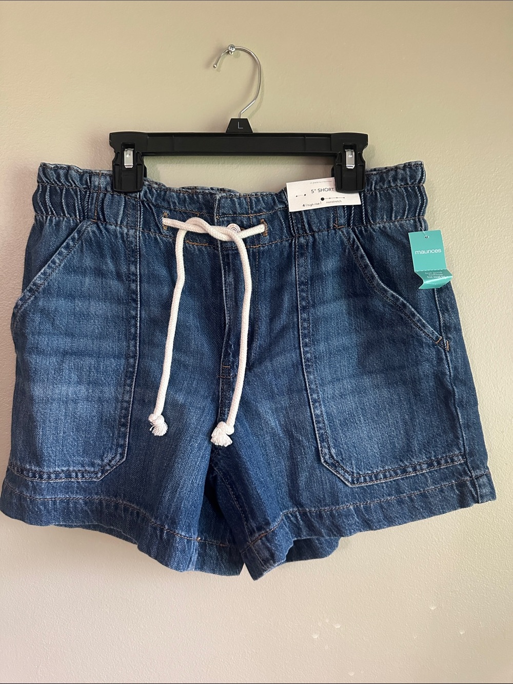 Maurices Blue Denim Drawstring Pocket Shorts